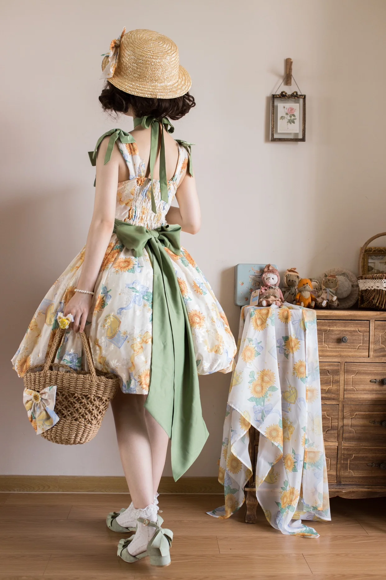 Akiyama Future Studio - Sunflower Print Lolita JSK Dress in Breathable Light Fabric - Image 32