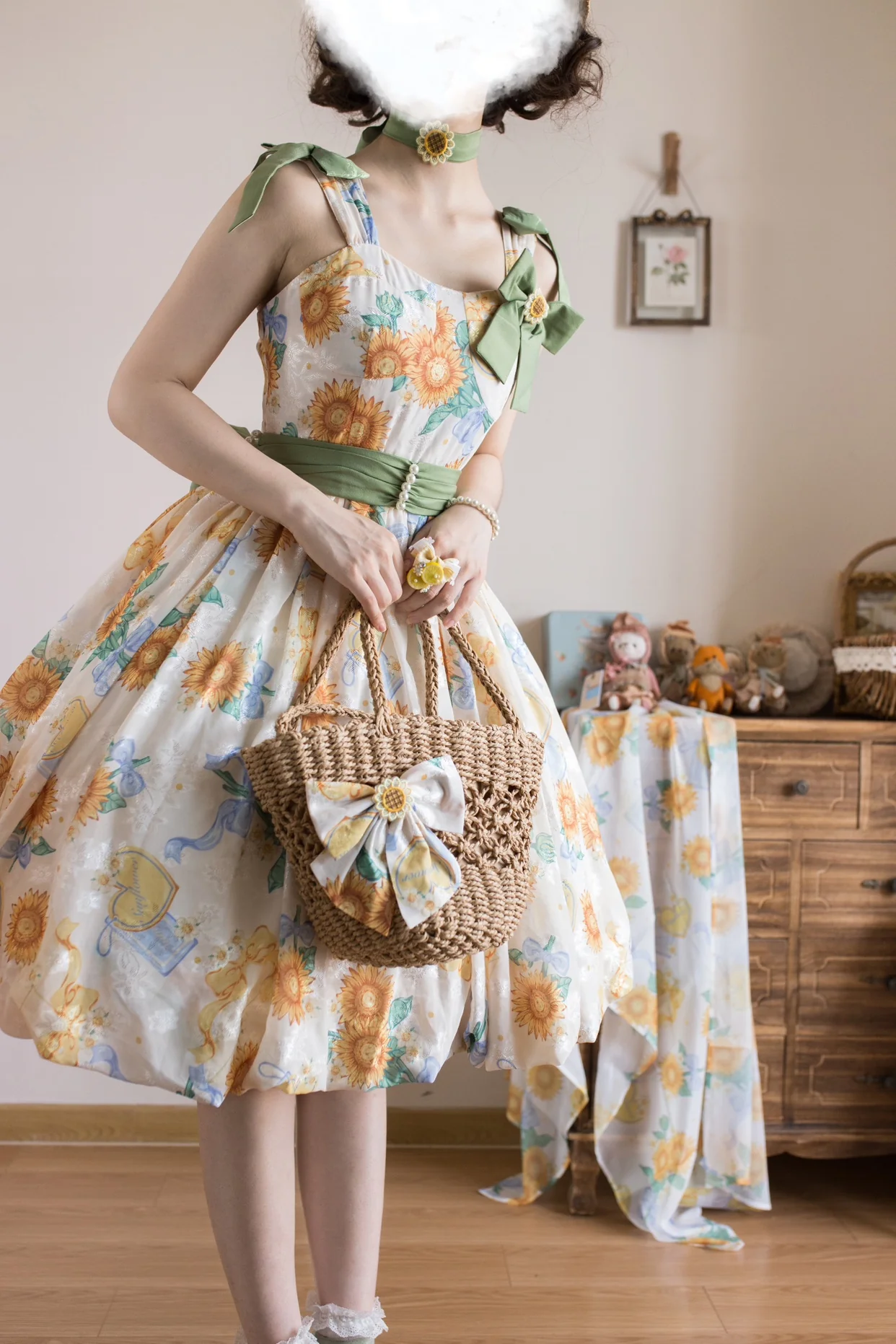 Akiyama Future Studio - Sunflower Print Lolita JSK Dress in Breathable Light Fabric - Image 33