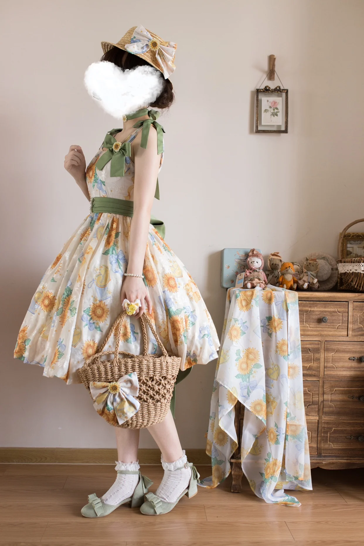 Akiyama Future Studio - Sunflower Print Lolita JSK Dress in Breathable Light Fabric - Image 34