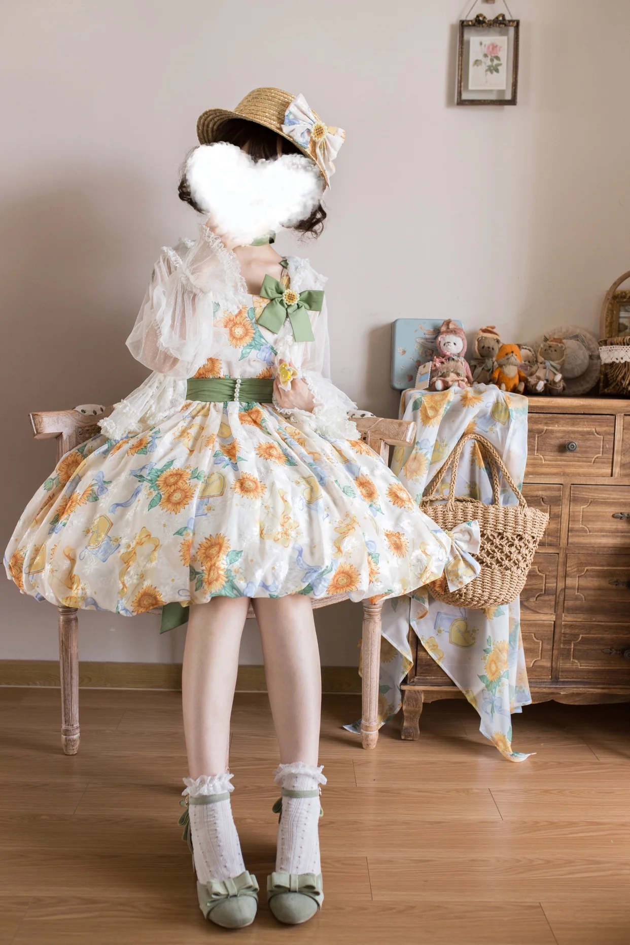 Akiyama Future Studio - Sunflower Print Lolita JSK Dress in Breathable Light Fabric - Image 35