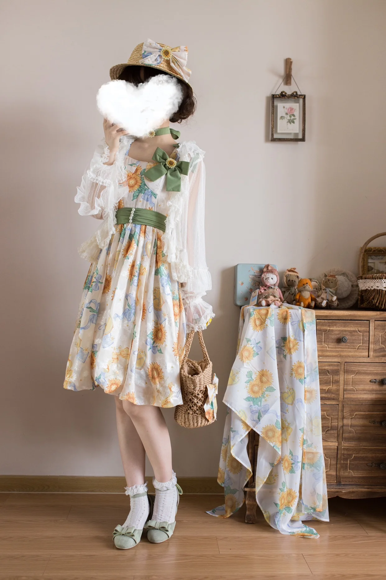 Akiyama Future Studio - Sunflower Print Lolita JSK Dress in Breathable Light Fabric - Image 36