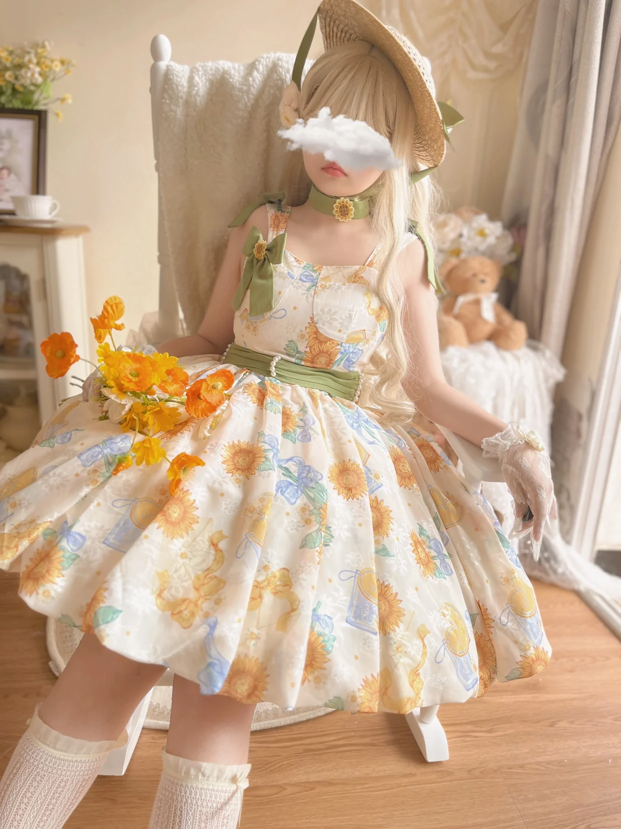 Akiyama Future Studio - Sunflower Print Lolita JSK Dress in Breathable Light Fabric - Image 39