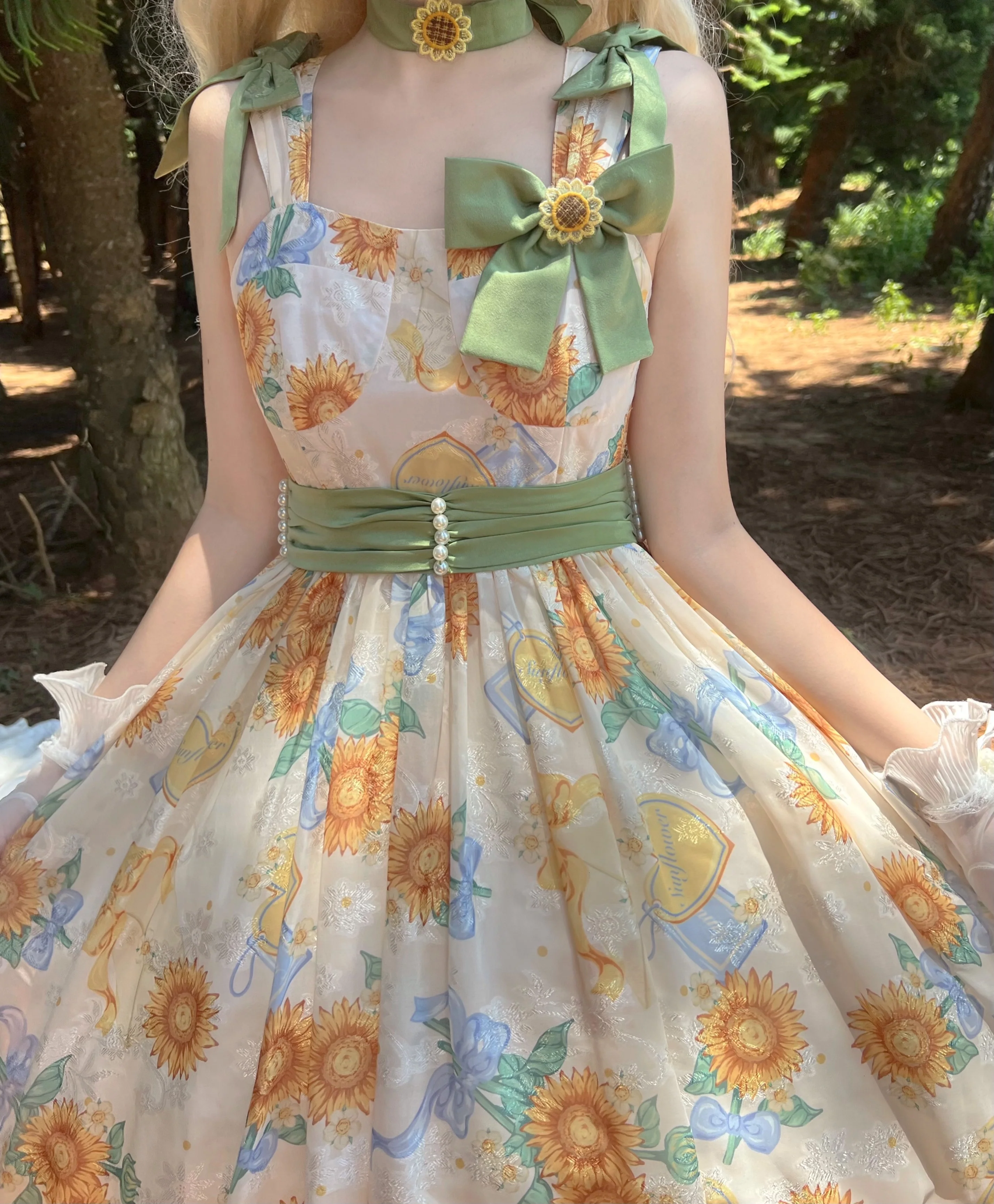 Akiyama Future Studio - Sunflower Print Lolita JSK Dress in Breathable Light Fabric - Image 4