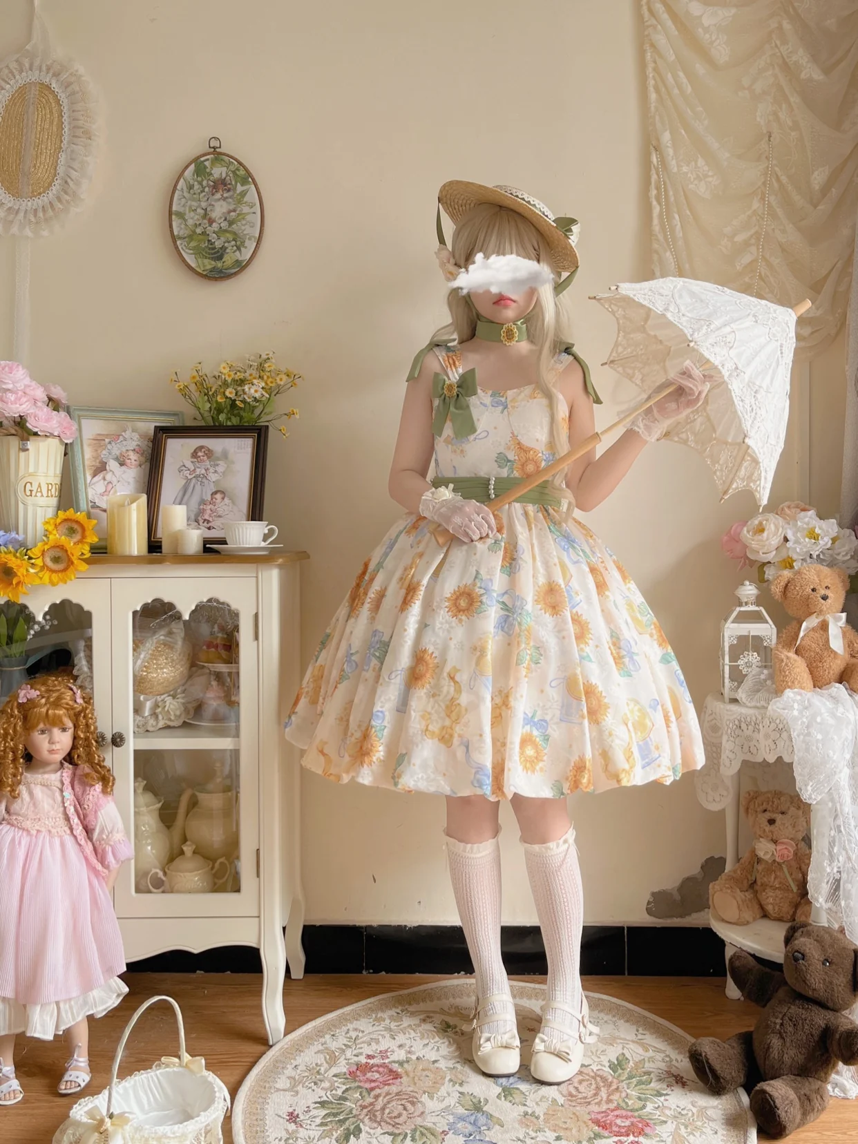 Akiyama Future Studio - Sunflower Print Lolita JSK Dress in Breathable Light Fabric - Image 42