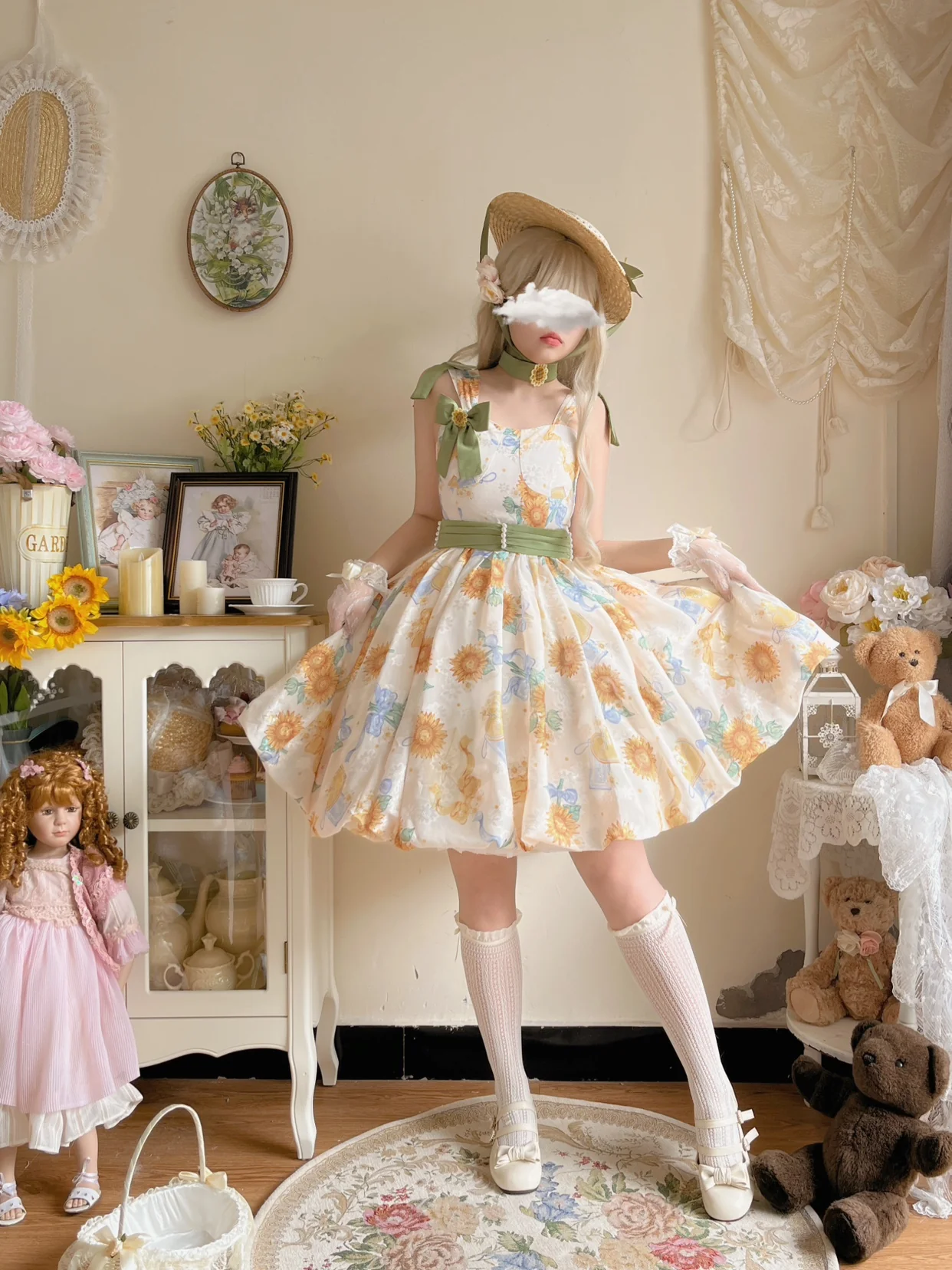 Akiyama Future Studio - Sunflower Print Lolita JSK Dress in Breathable Light Fabric - Image 43