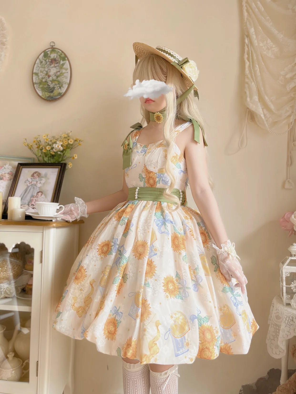 Akiyama Future Studio - Sunflower Print Lolita JSK Dress in Breathable Light Fabric - Image 44