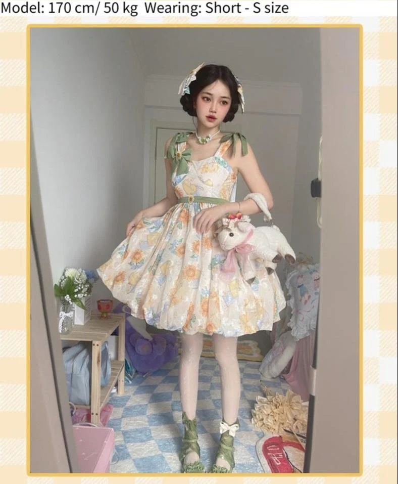 Akiyama Future Studio - Sunflower Print Lolita JSK Dress in Breathable Light Fabric - Image 47