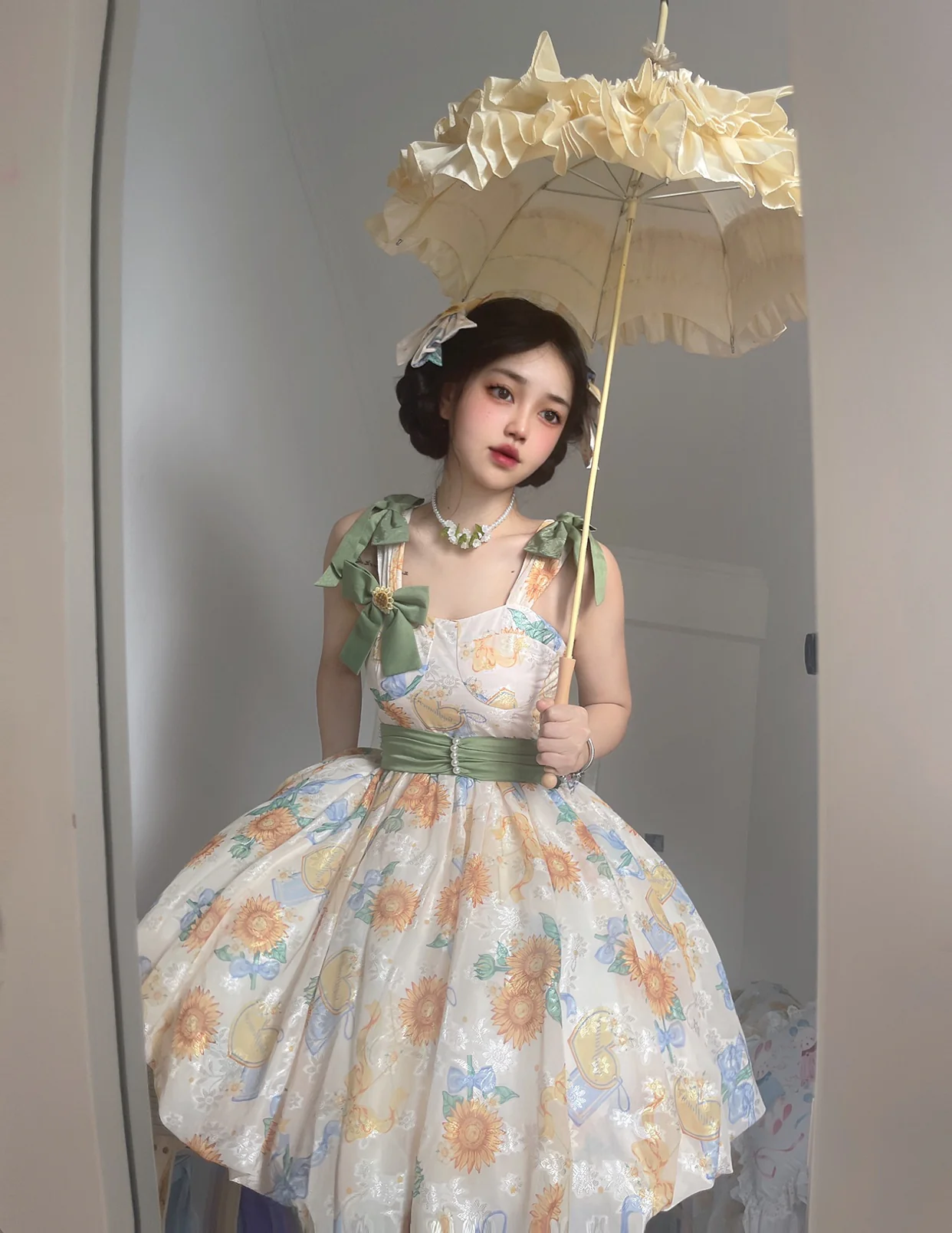 Akiyama Future Studio - Sunflower Print Lolita JSK Dress in Breathable Light Fabric - Image 48