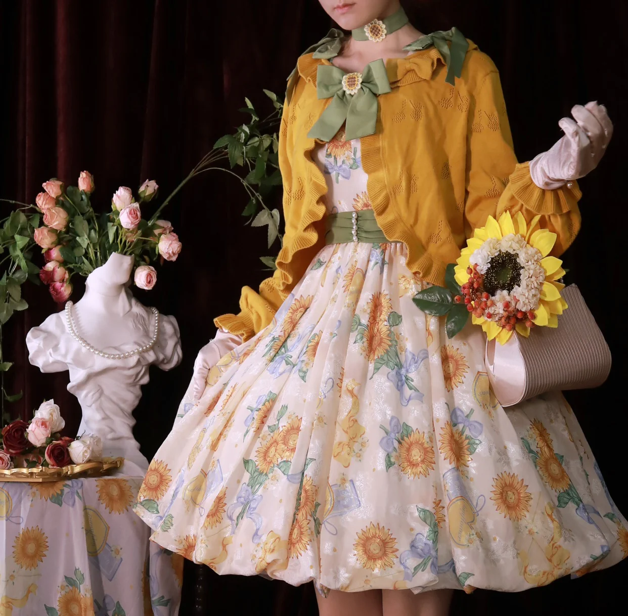 Akiyama Future Studio - Sunflower Print Lolita JSK Dress in Breathable Light Fabric - Image 50