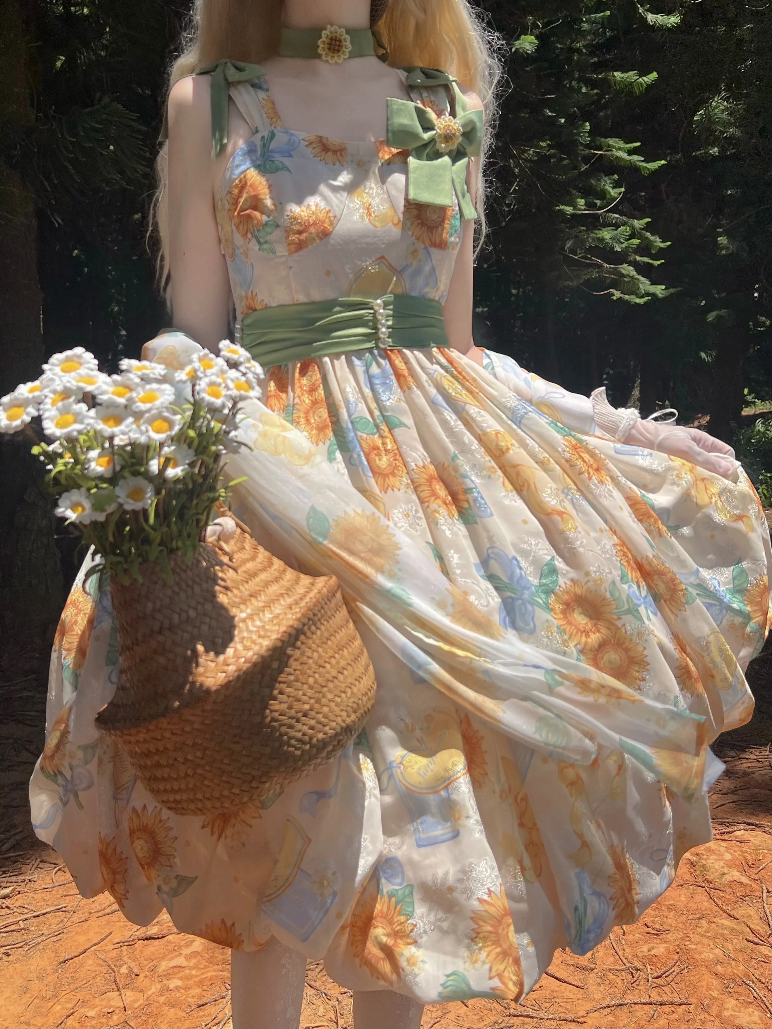 Akiyama Future Studio - Sunflower Print Lolita JSK Dress in Breathable Light Fabric - Image 53