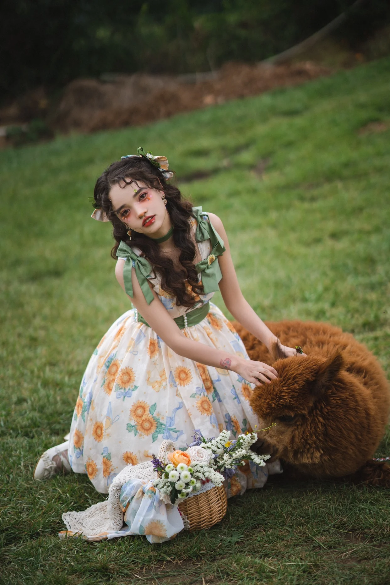 Akiyama Future Studio - Sunflower Print Lolita JSK Dress in Breathable Light Fabric - Image 8
