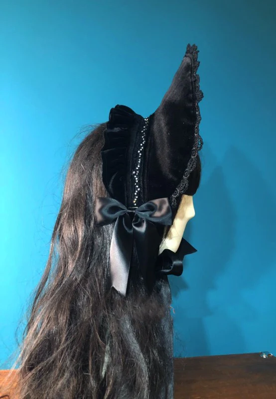 Gothic Lolita Velvet Half Bonnet - Image 4