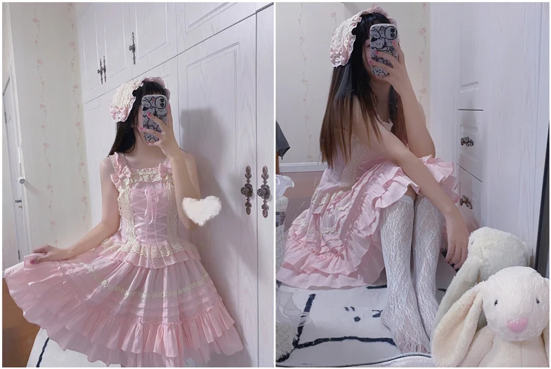 Balletcore Sweet Lolita Pink Dress Set - Image 7