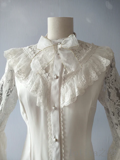Time of the Day - Elegant Lolita Hime Sleeve White Blouse - Image 2