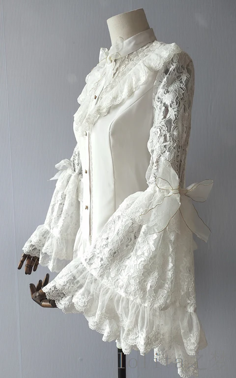 Time of the Day - Elegant Lolita Hime Sleeve White Blouse - Image 6