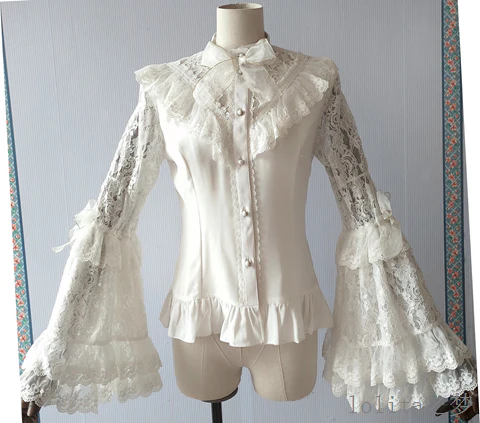 Time of the Day - Elegant Lolita Hime Sleeve White Blouse - Image 8
