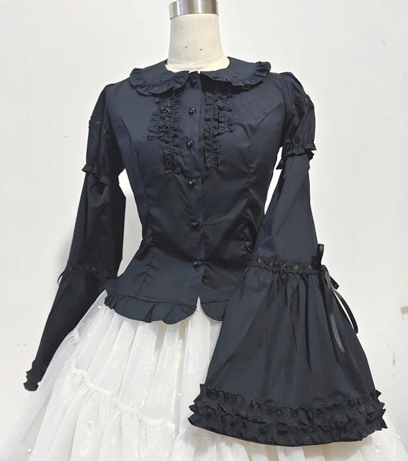 Daily Lolita Splicing Sleeve Shirt - Image 5