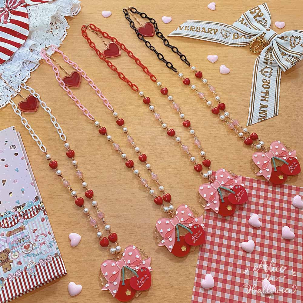 Sweet Cherry Lolita Plastic Necklace Ring - Image 3