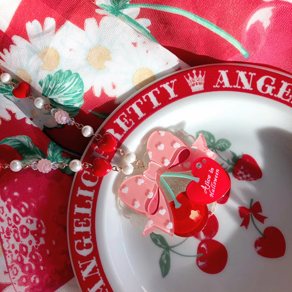 Sweet Cherry Lolita Plastic Necklace Ring - Image 6