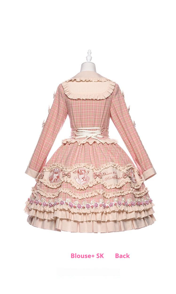 Youpairui - Helford - Sweet Coordinated Lolita Suit Pink Plaid Lolita SK Set - Image 24