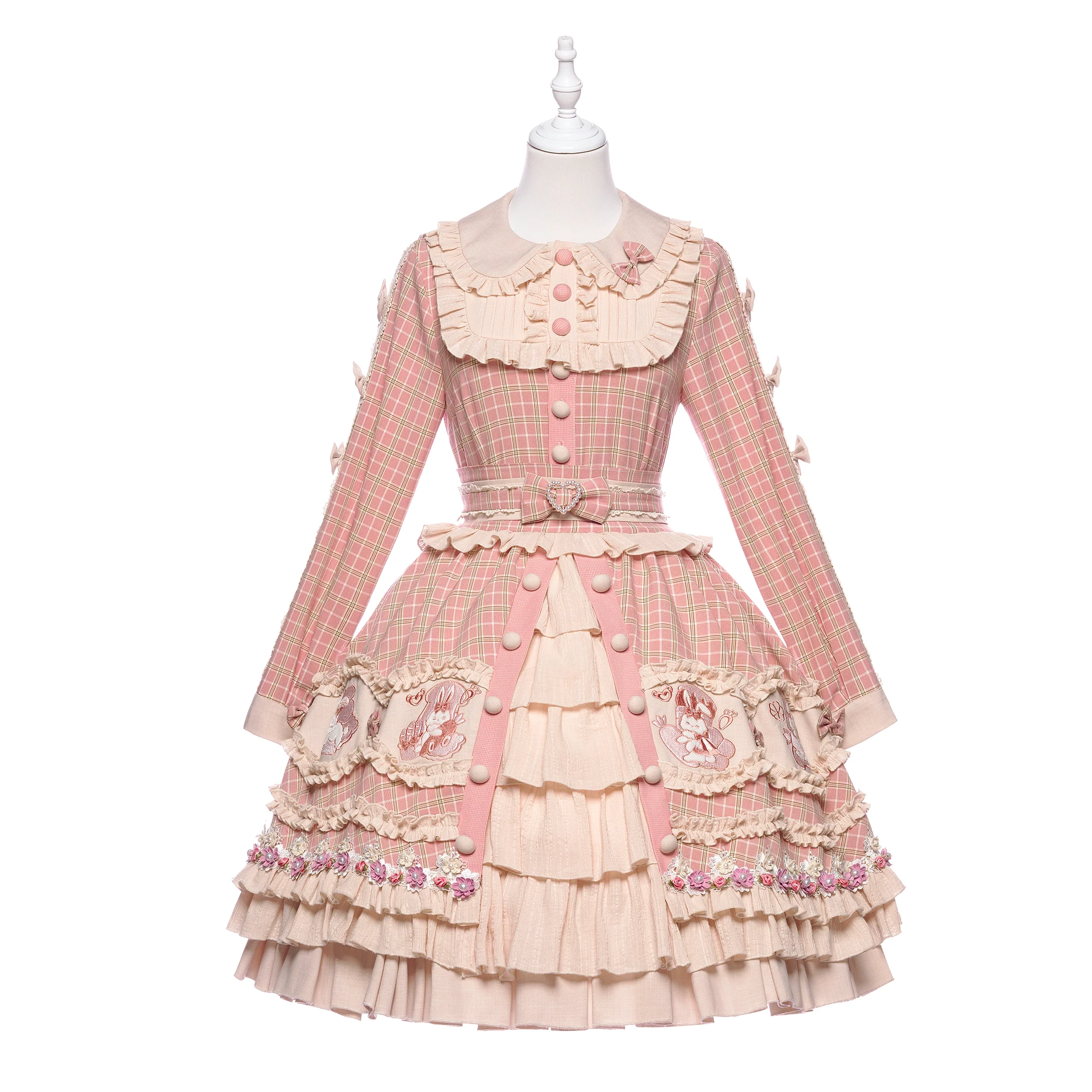 Youpairui - Helford - Sweet Coordinated Lolita Suit Pink Plaid Lolita SK Set - Image 28