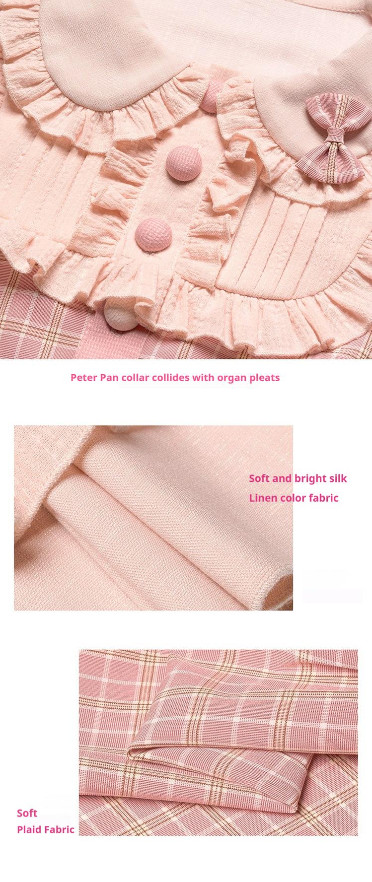 Youpairui - Helford - Sweet Coordinated Lolita Suit Pink Plaid Lolita SK Set - Image 34