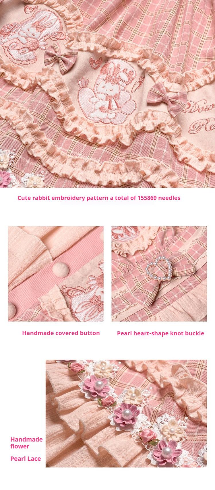 Youpairui - Helford - Sweet Coordinated Lolita Suit Pink Plaid Lolita SK Set - Image 35