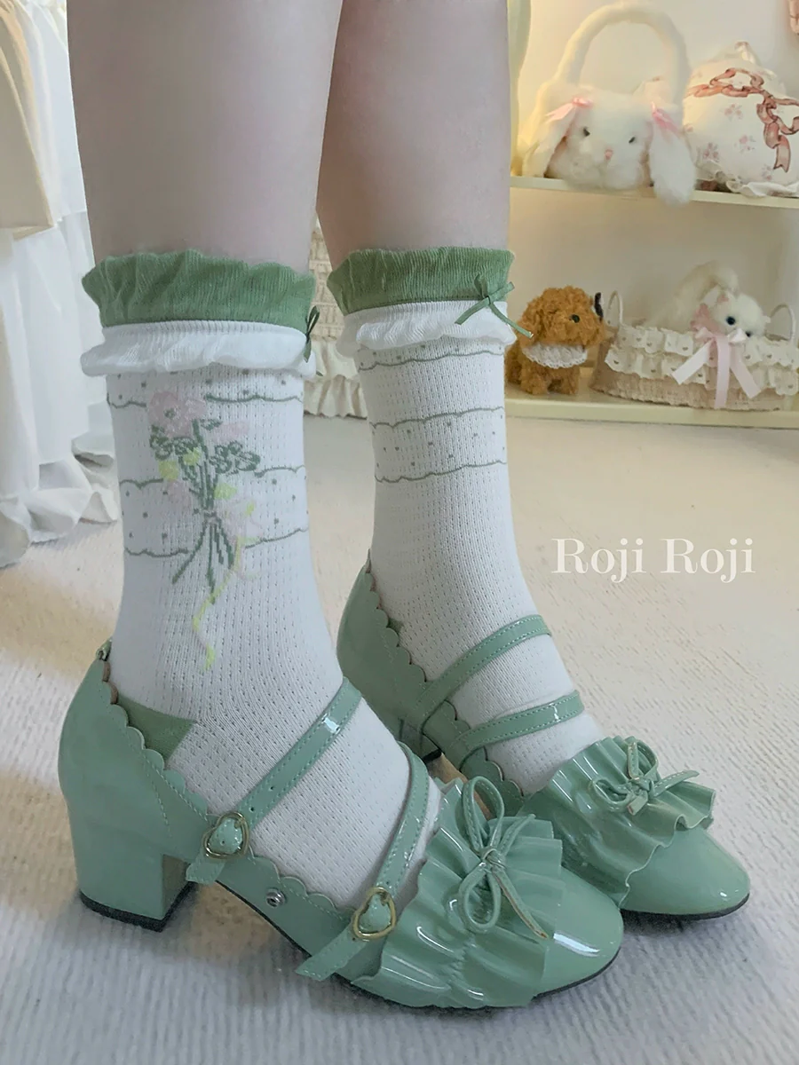 Roji Roji - Spring Floral - Sweet Cotton Lolita Ankle Socks - Image 3