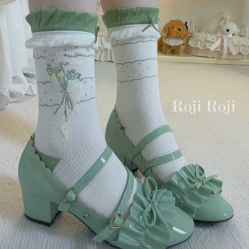 Roji Roji - Spring Floral - Sweet Cotton Lolita Ankle Socks - Image 4