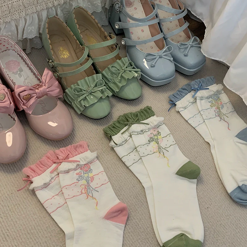 Roji Roji - Spring Floral - Sweet Cotton Lolita Ankle Socks - Image 7