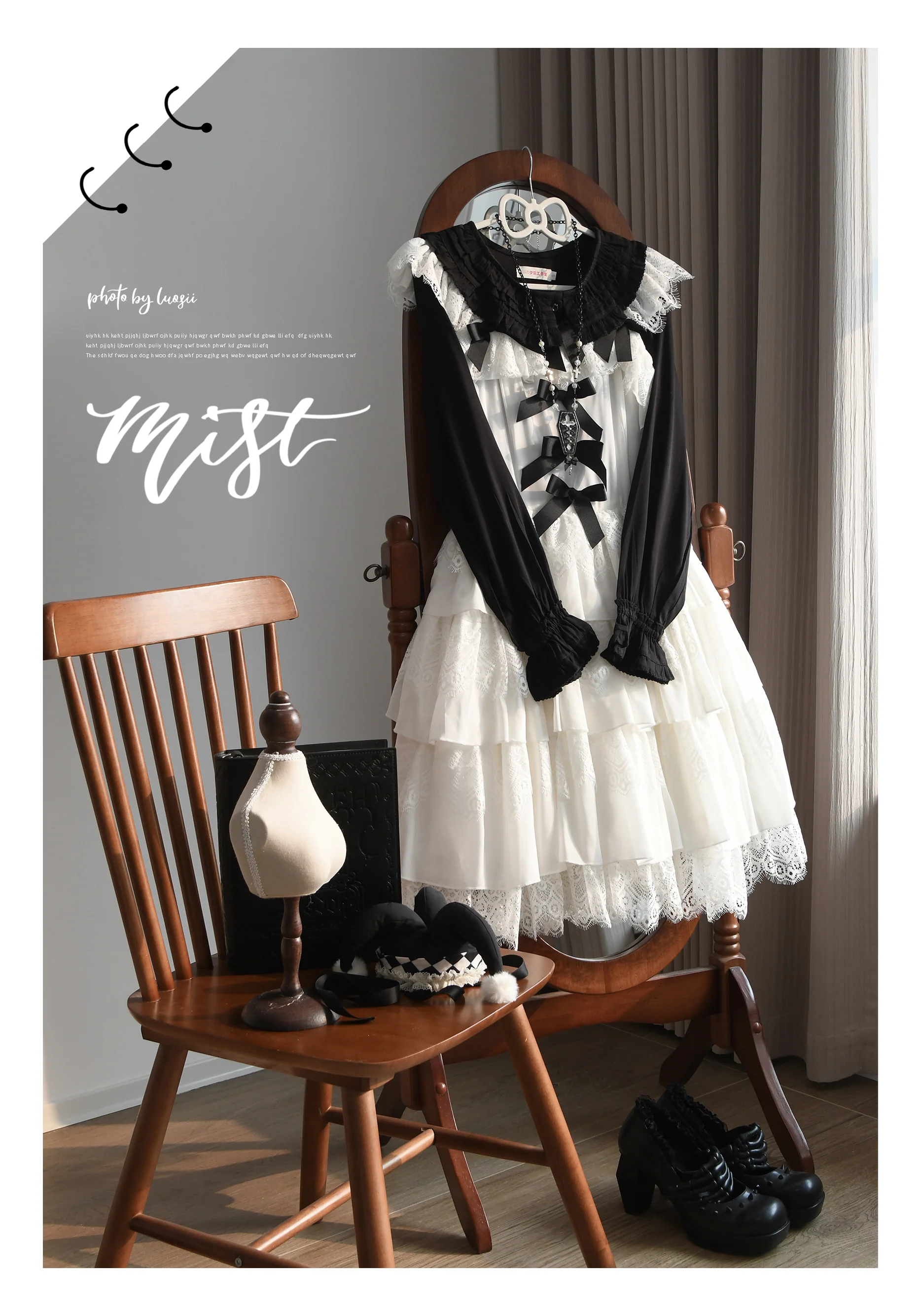 Wine Drunk Rose - Sweet Cotton Lolita Blouse with Ruffles and Pleats - Image 4