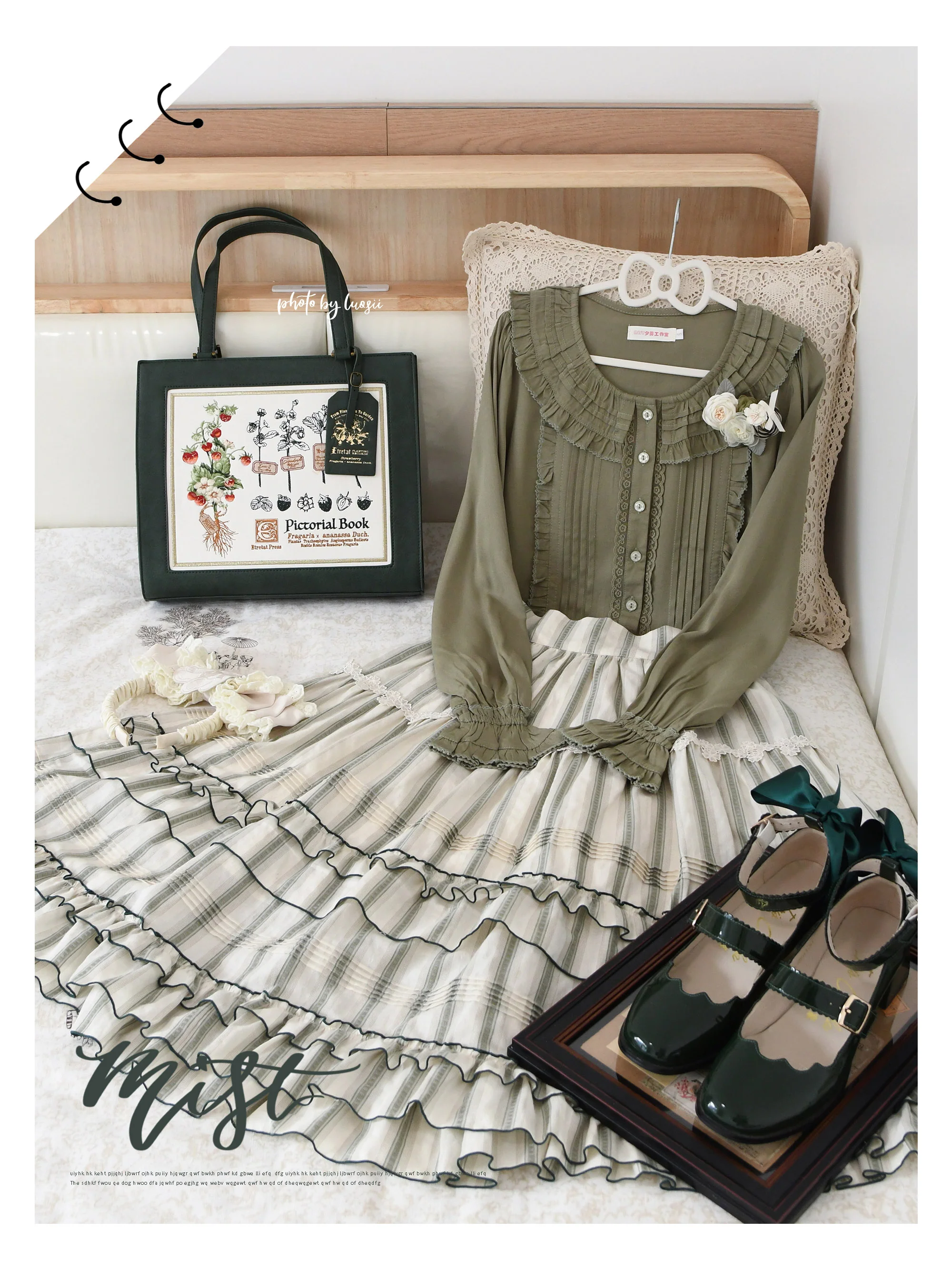 Wine Drunk Rose - Sweet Cotton Lolita Blouse with Ruffles and Pleats - Image 5