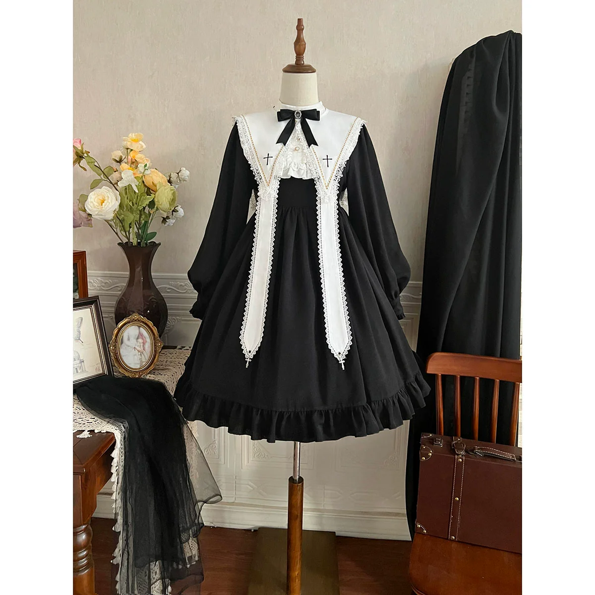 Sweet Date - Gothic Lolita Dress Black Nun OP for Halloween - Image 23