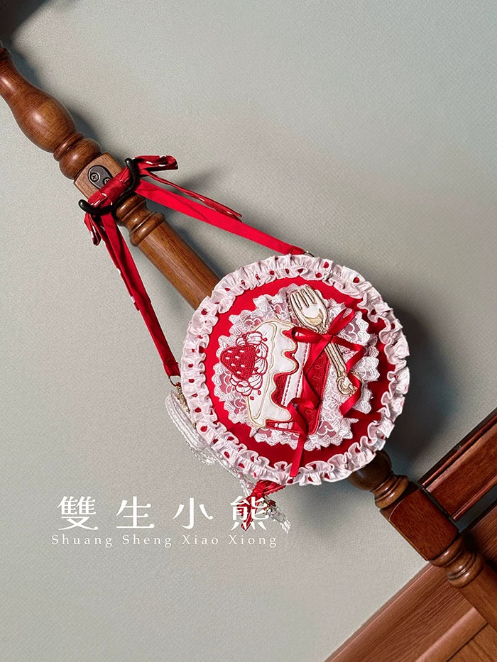 Shuang Sheng Xiao Xiong - Bite The Cake - Sweet Lolita Accessories, Red & White Polka Dots - Image 10