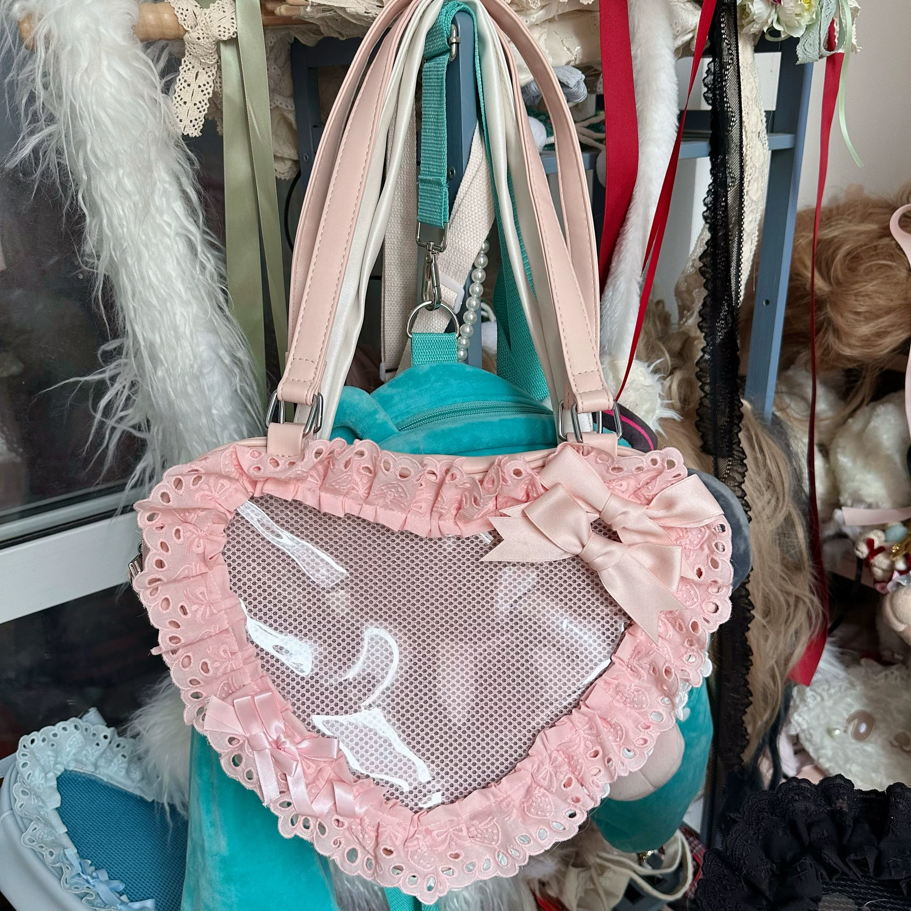 Sweet Lolita Bag Heart-shaped Lace Bag Multicolors - Image 12