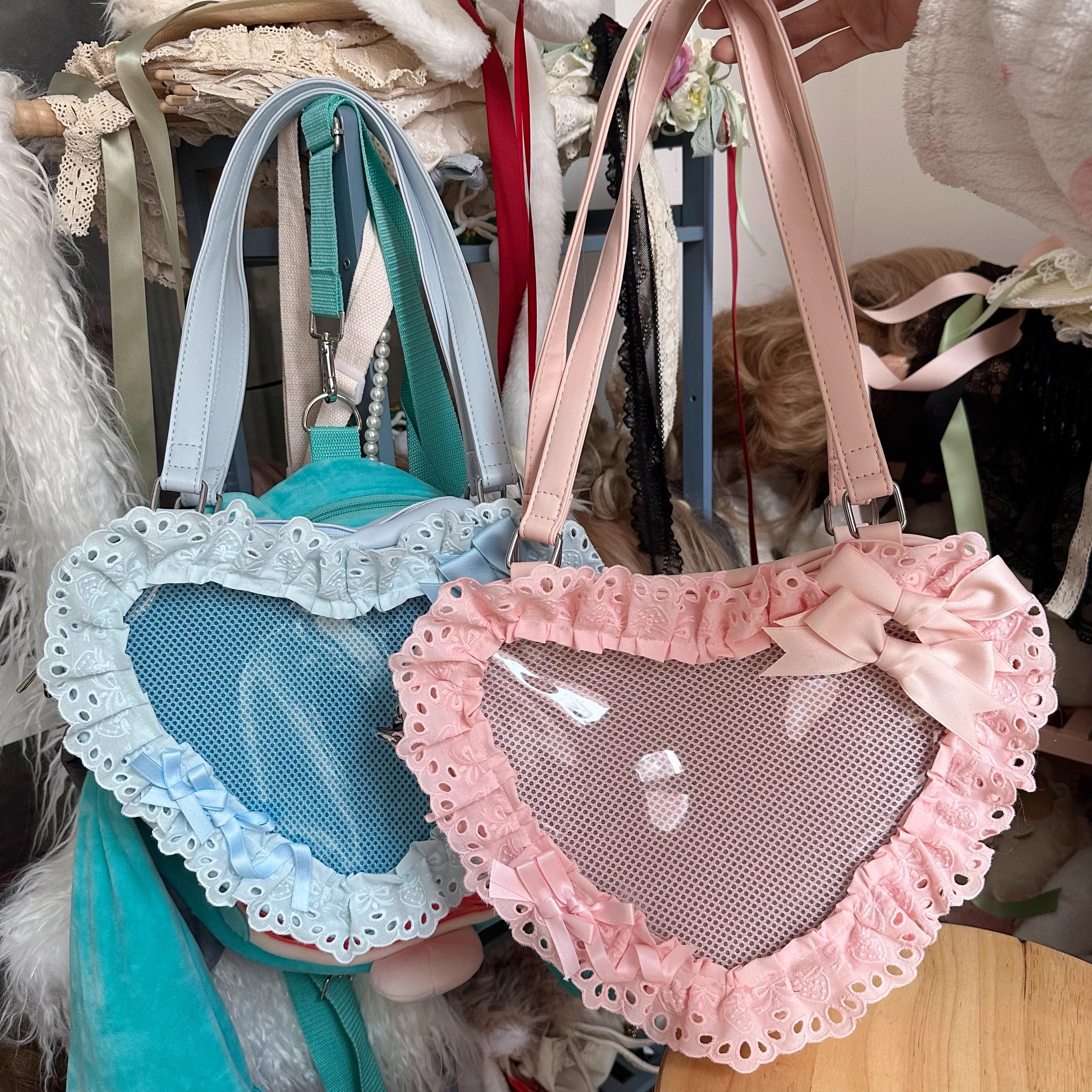 Sweet Lolita Bag Heart-shaped Lace Bag Multicolors - Image 13