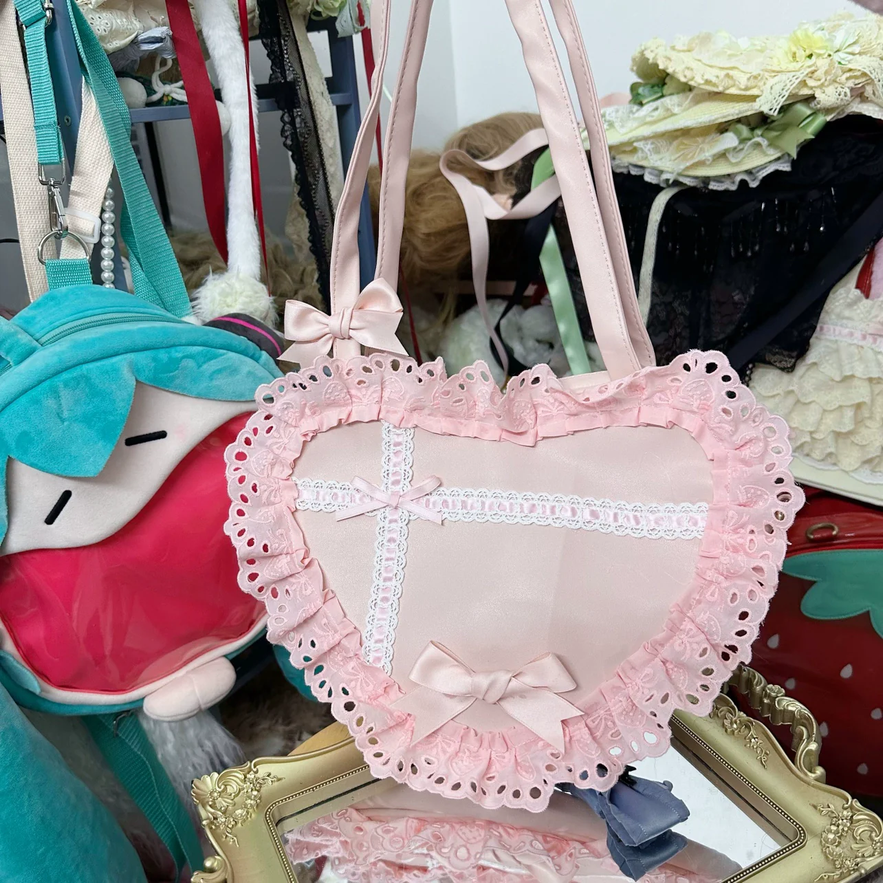 Sweet Lolita Bag Heart-shaped Lace Bag Multicolors - Image 15