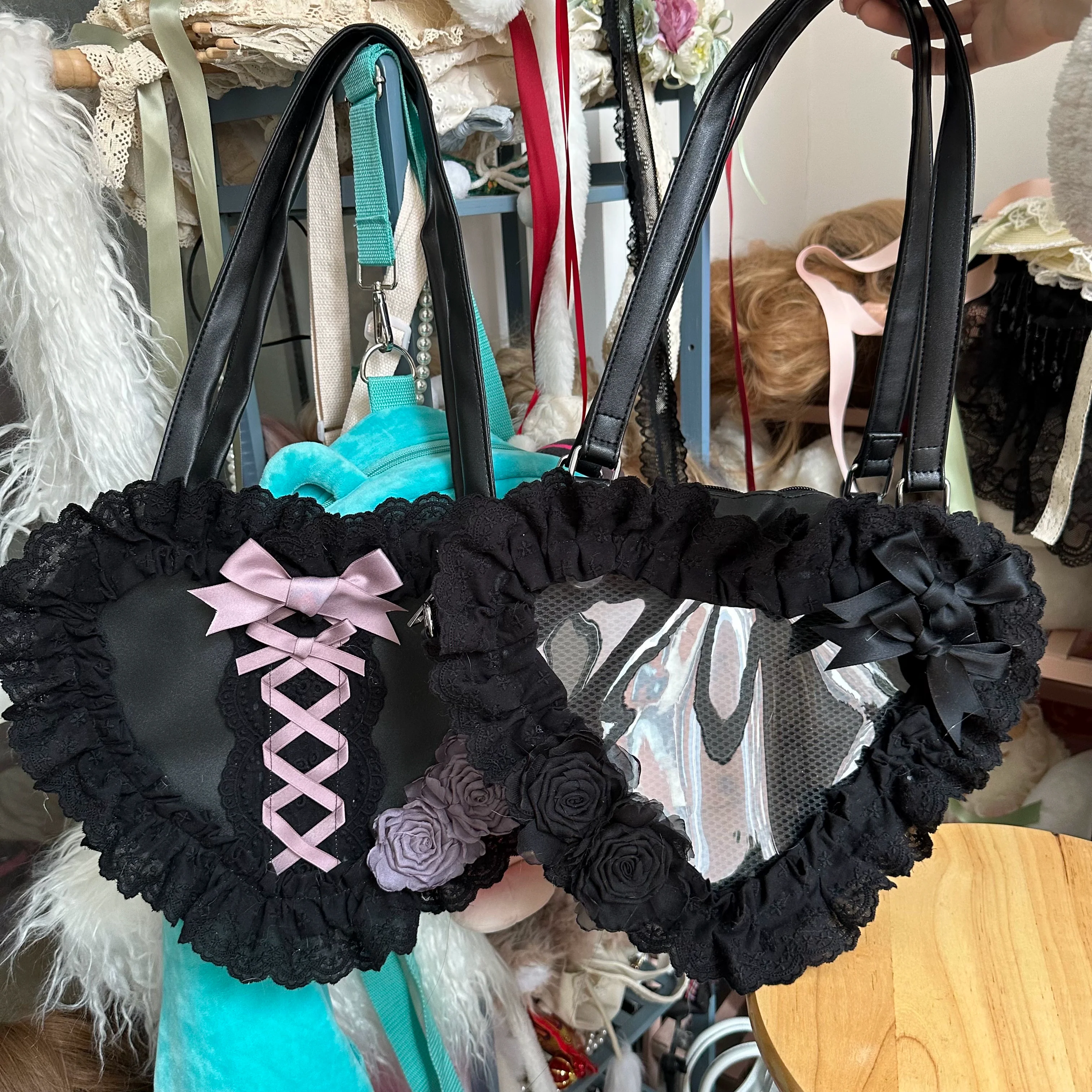 Sweet Lolita Bag Heart-shaped Lace Bag Multicolors - Image 19