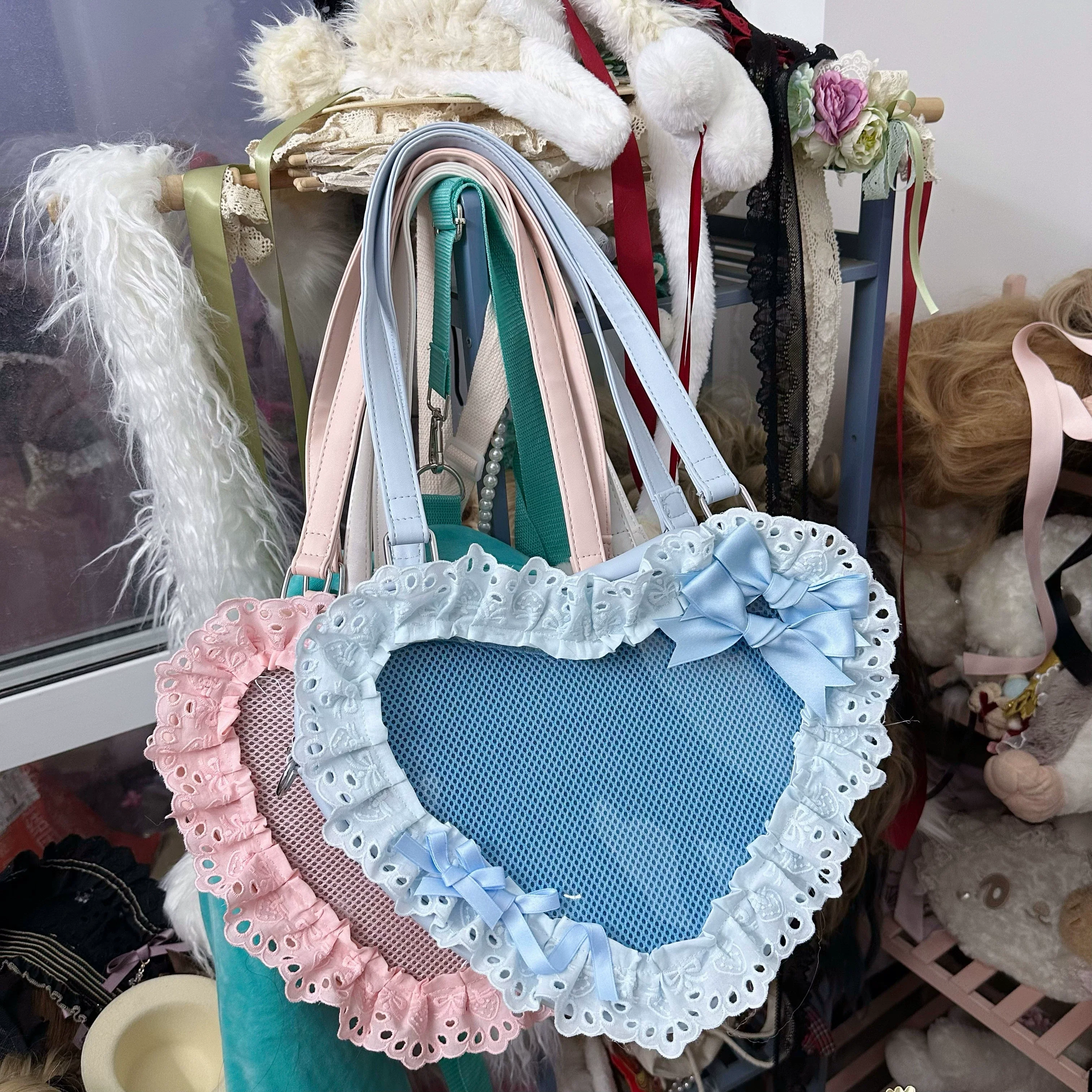 Sweet Lolita Bag Heart-shaped Lace Bag Multicolors - Image 24