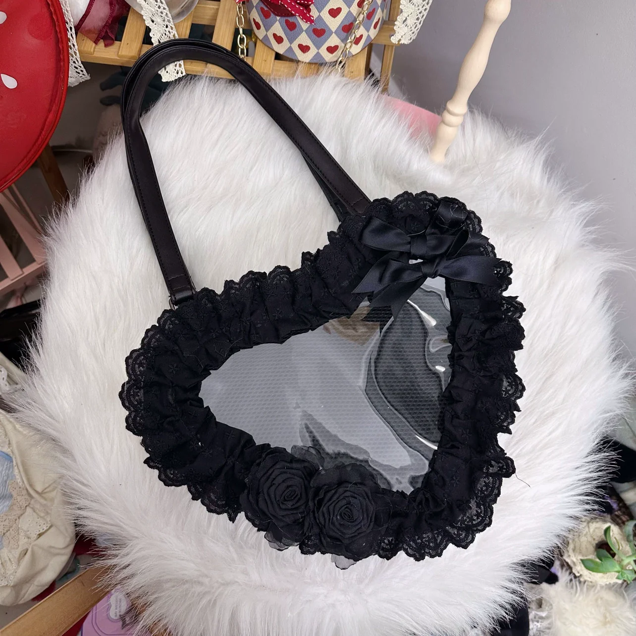 Sweet Lolita Bag Heart-shaped Lace Bag Multicolors - Image 25