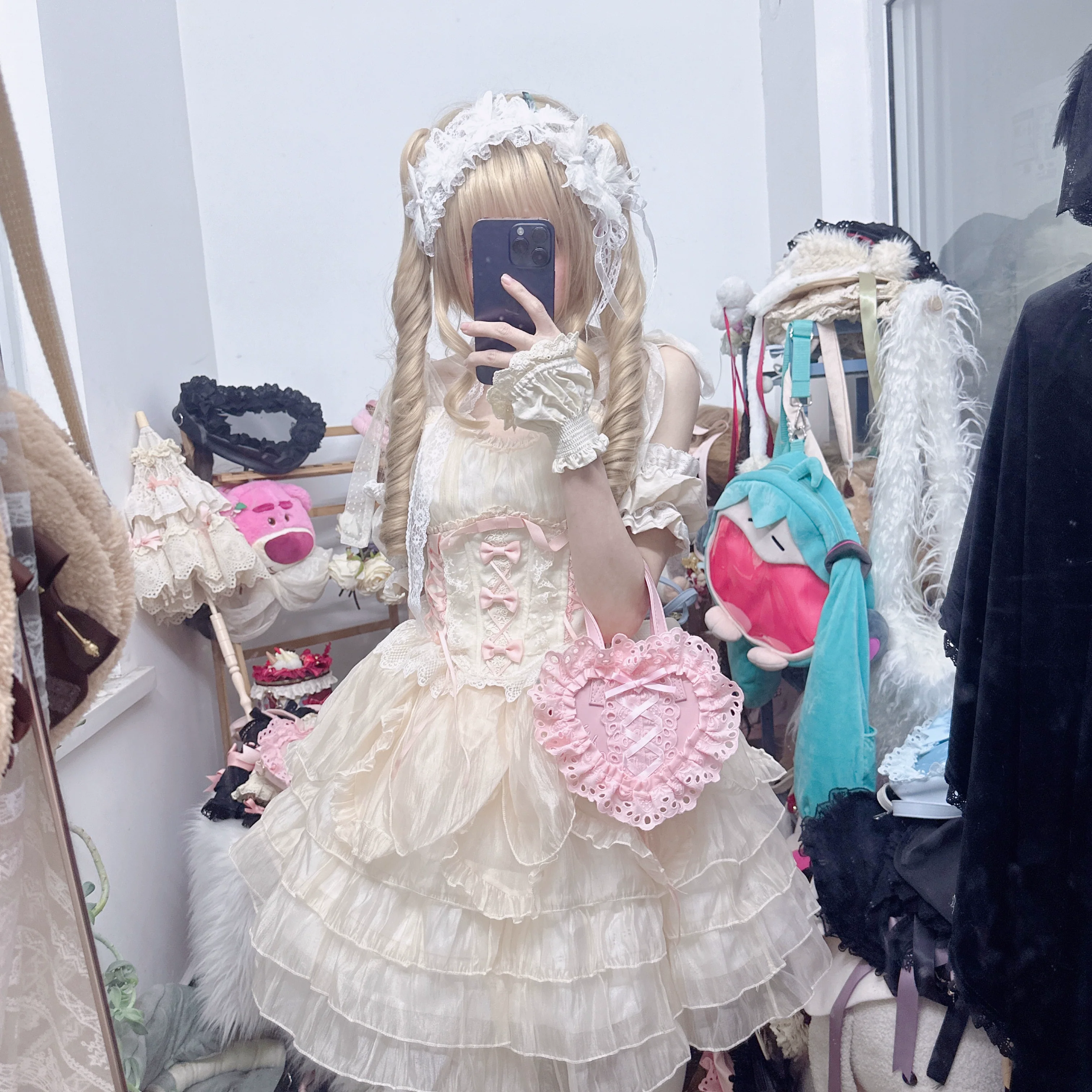 Sweet Lolita Bag Heart-shaped Lace Bag Multicolors - Image 31