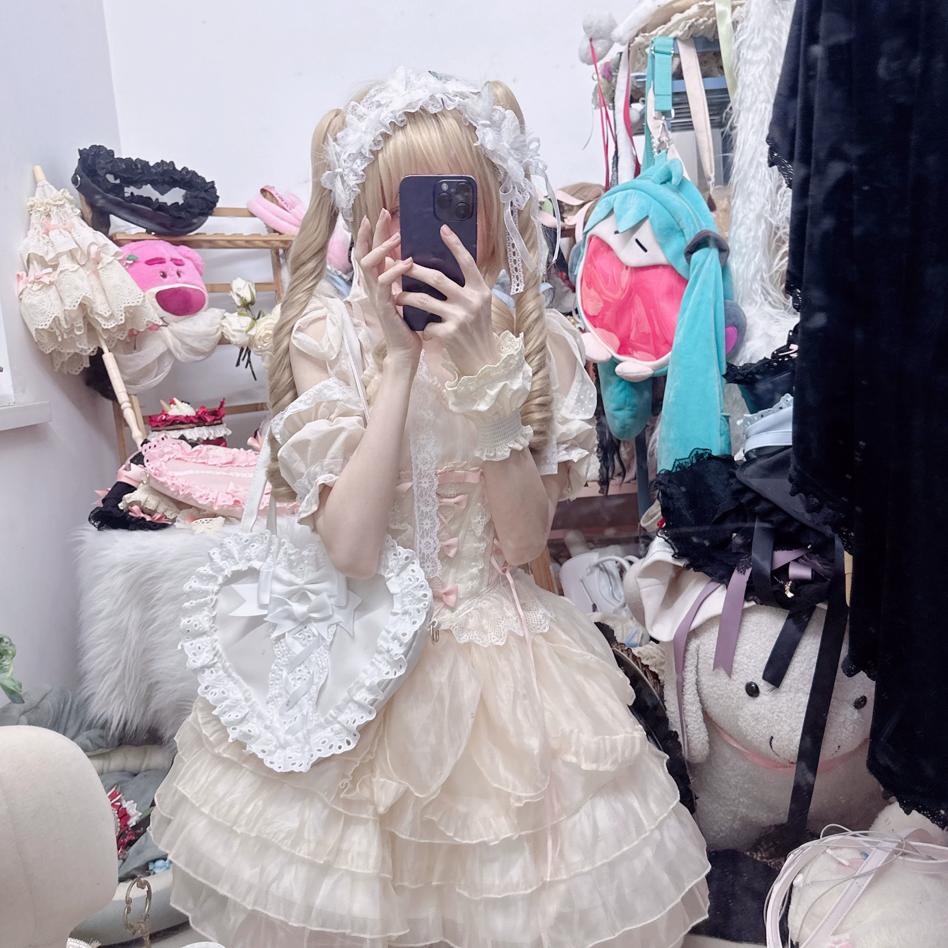 Sweet Lolita Bag Heart-shaped Lace Bag Multicolors - Image 32