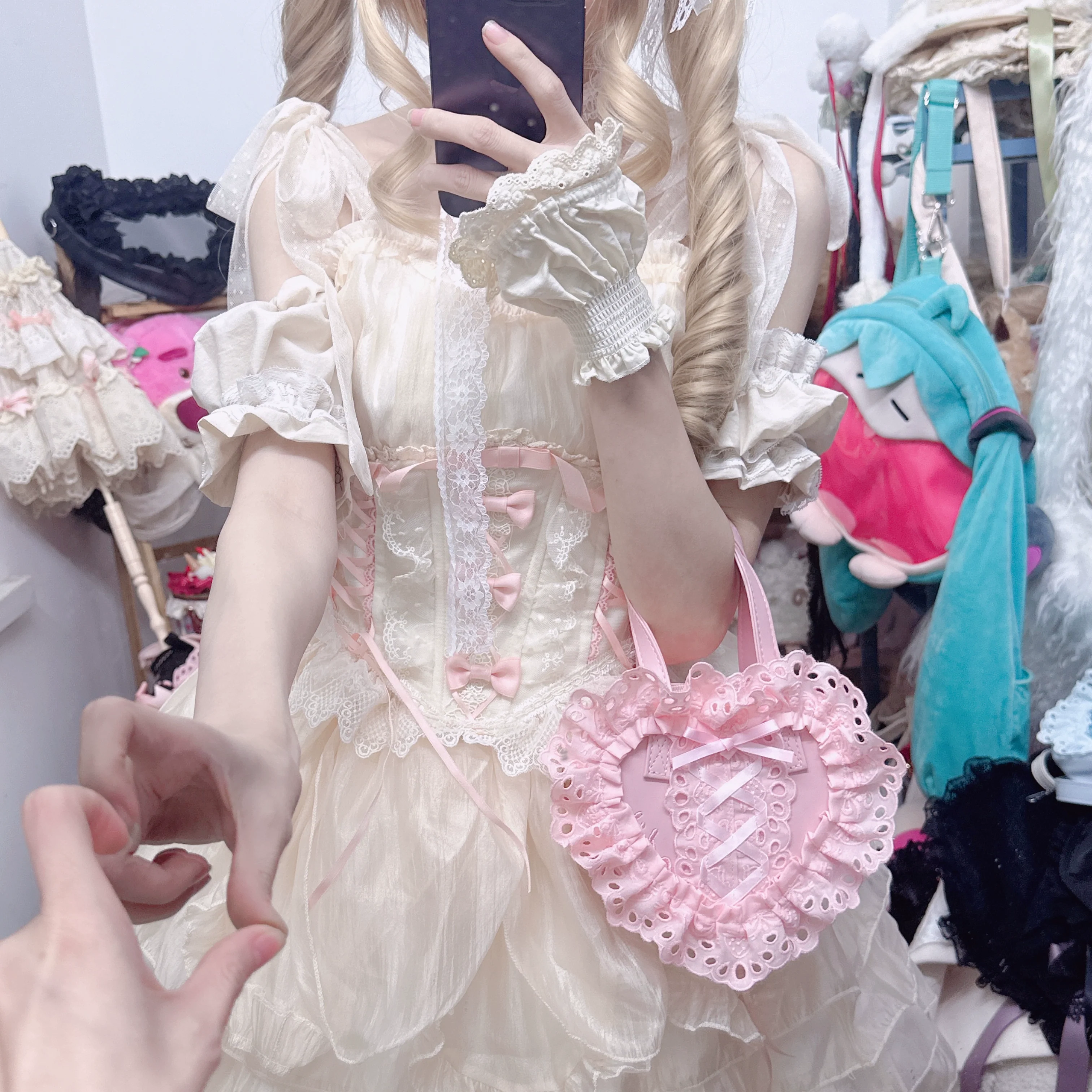 Sweet Lolita Bag Heart-shaped Lace Bag Multicolors - Image 33