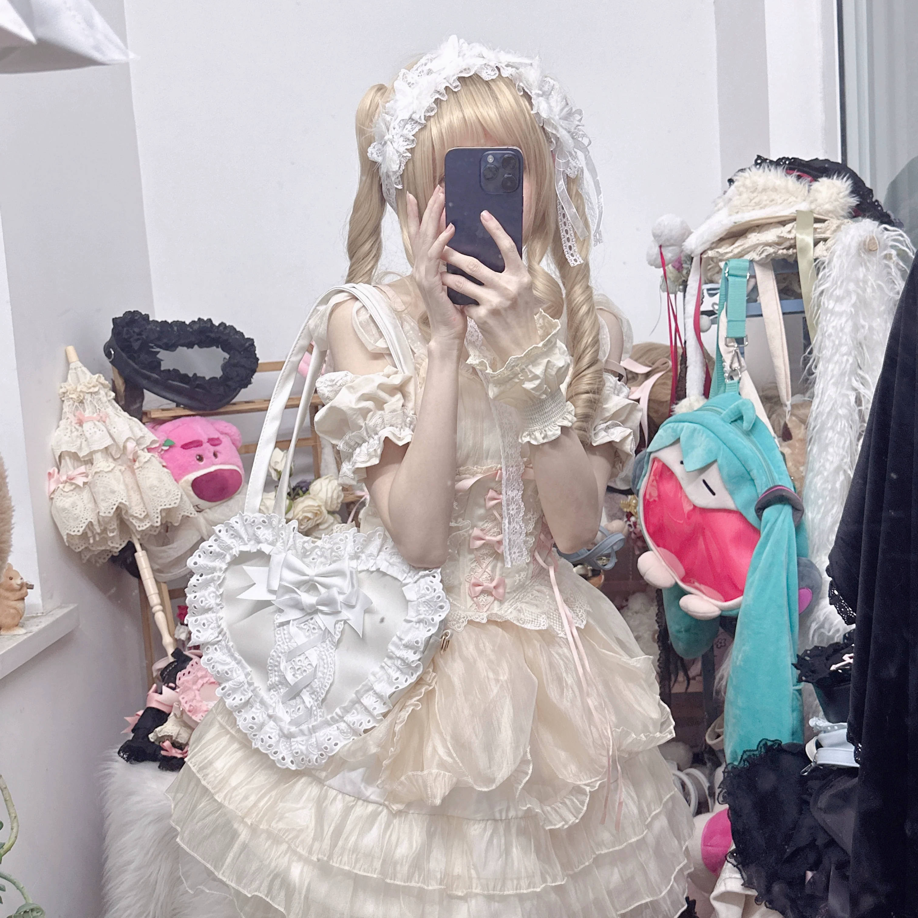 Sweet Lolita Bag Heart-shaped Lace Bag Multicolors - Image 34