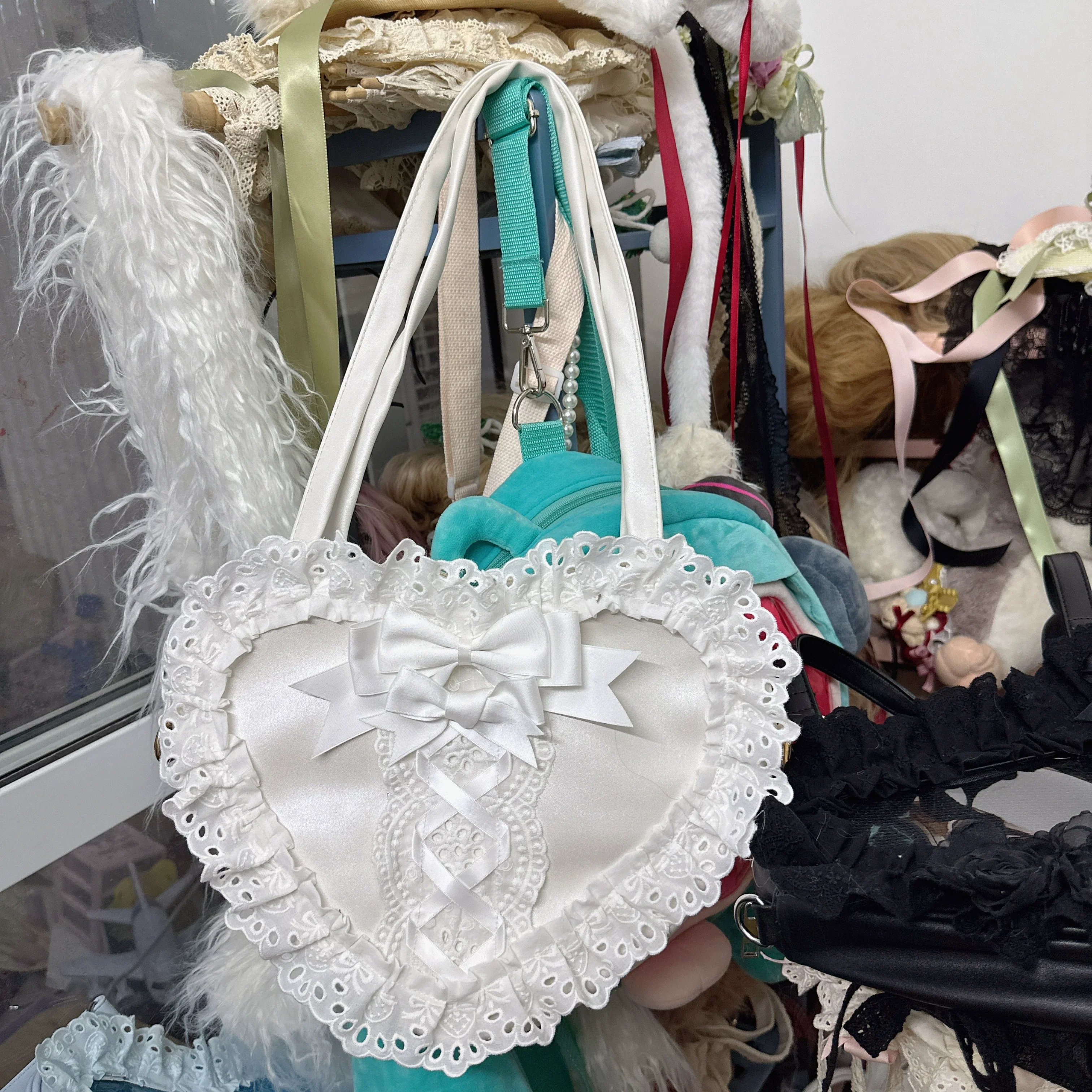Sweet Lolita Bag Heart-shaped Lace Bag Multicolors - Image 8
