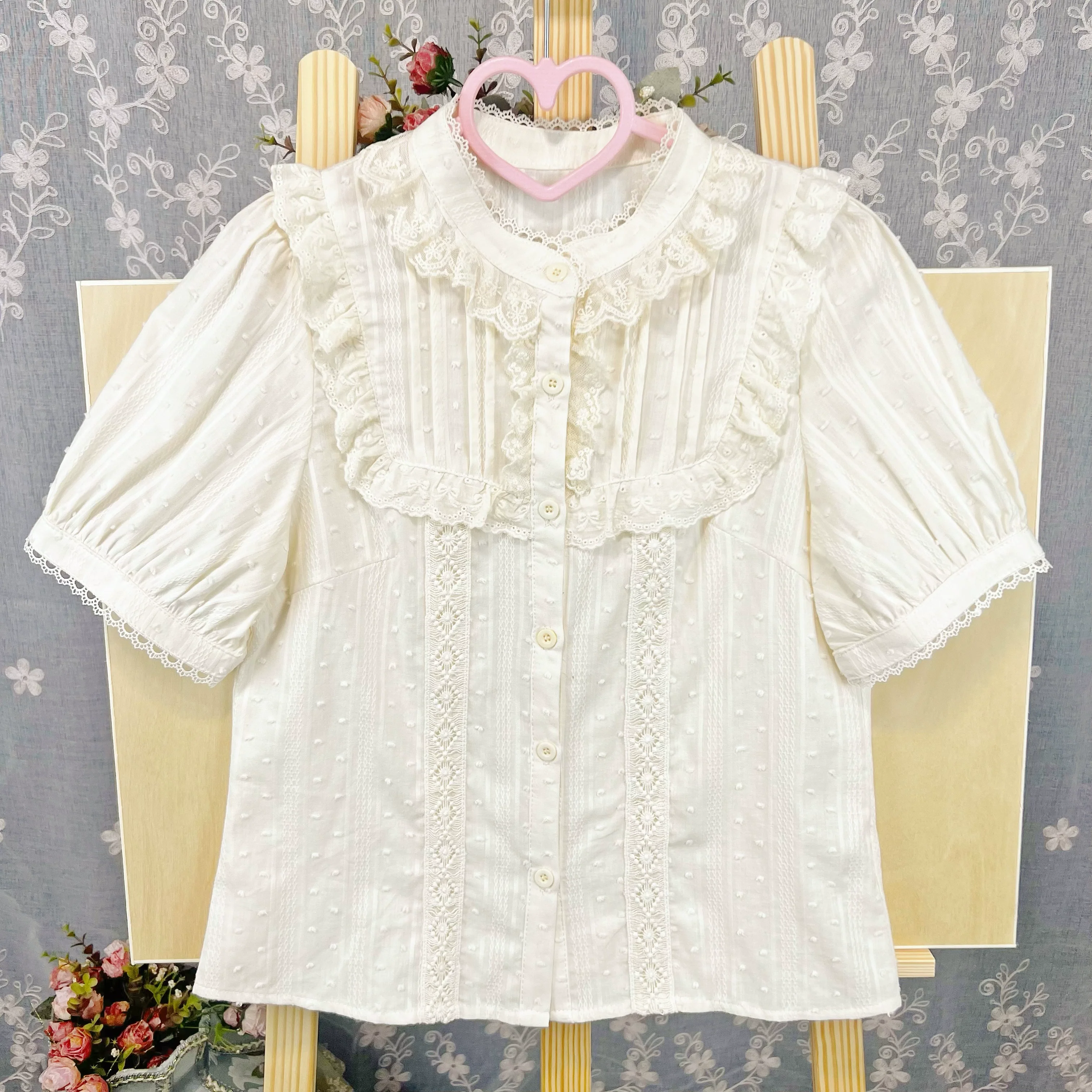 Sweet Lolita Blouse Cotton Summer Short Sleeve Shirt - Image 12