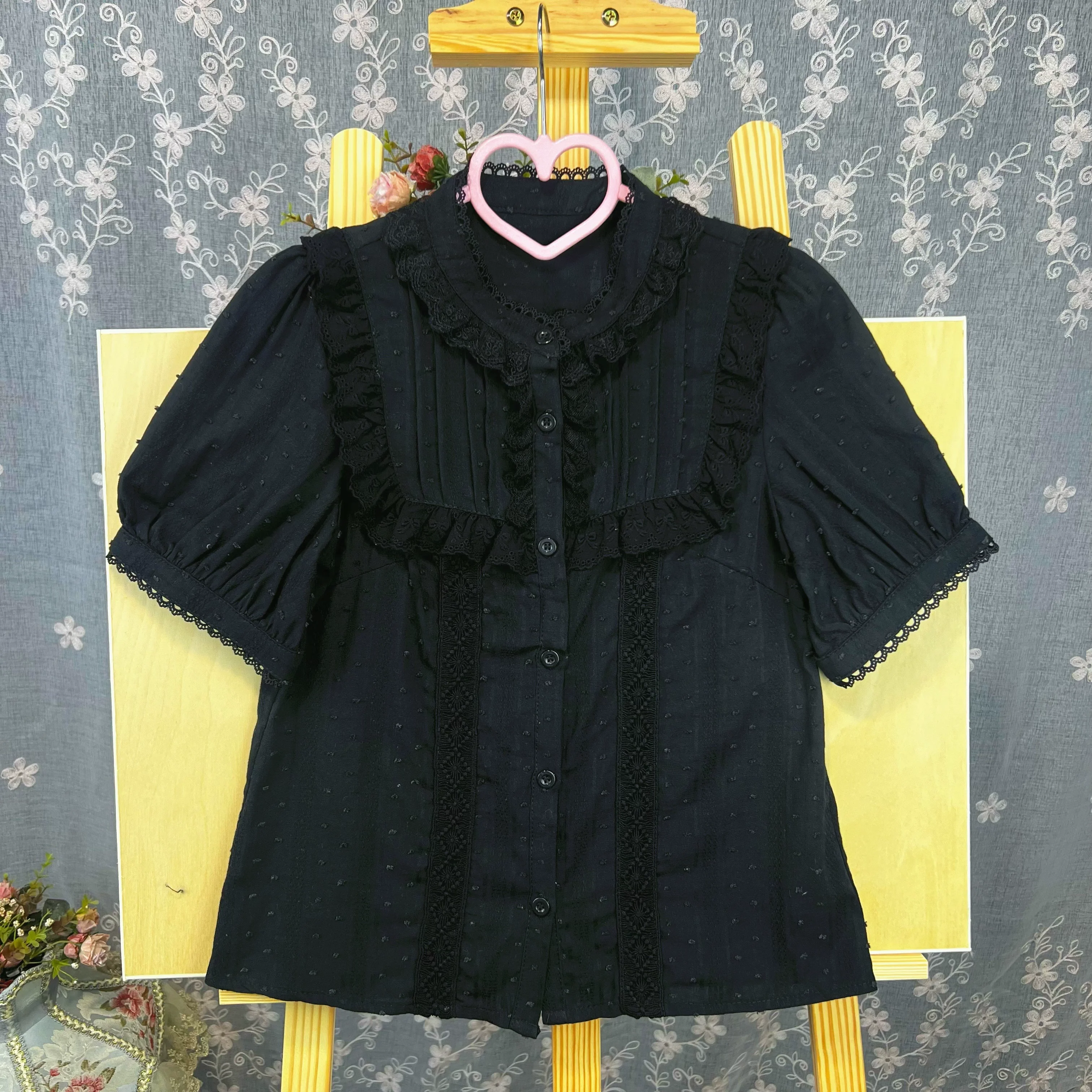 Sweet Lolita Blouse Cotton Summer Short Sleeve Shirt - Image 15