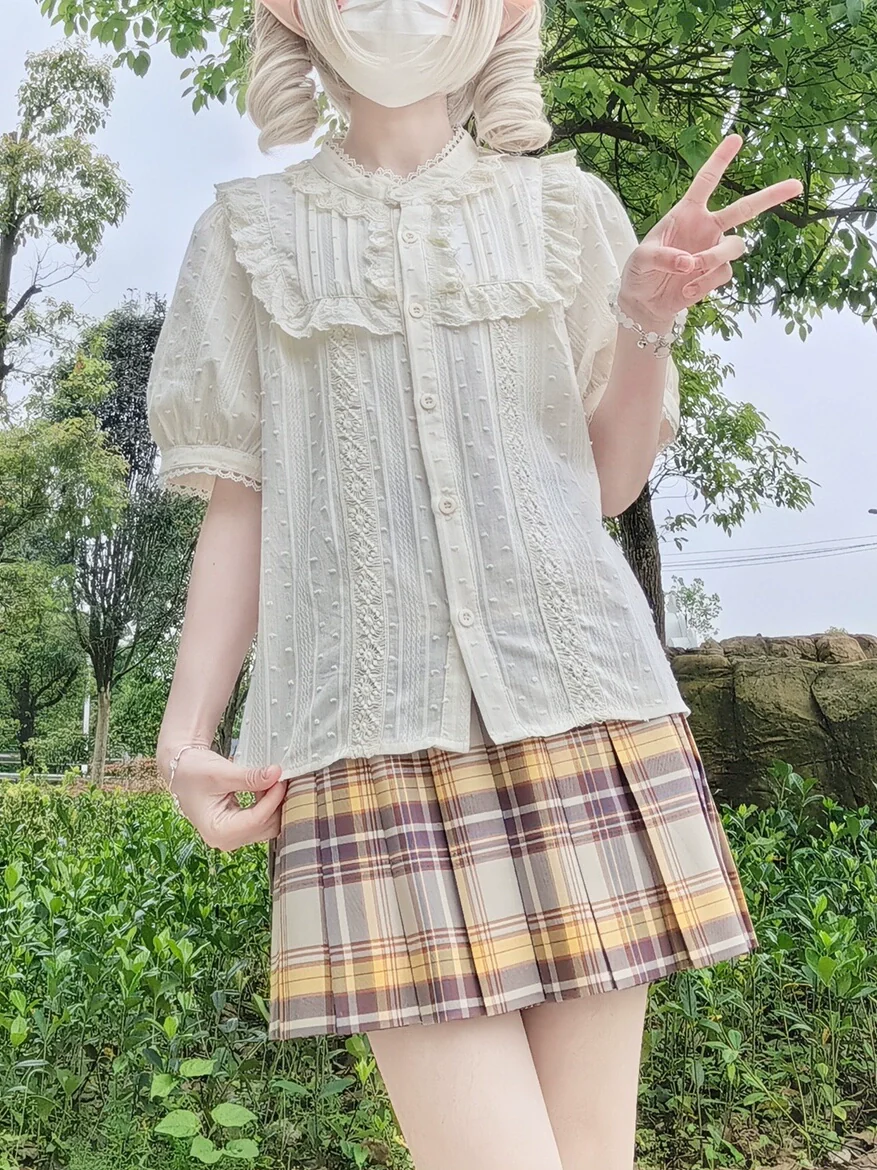 Sweet Lolita Blouse Cotton Summer Short Sleeve Shirt - Image 24