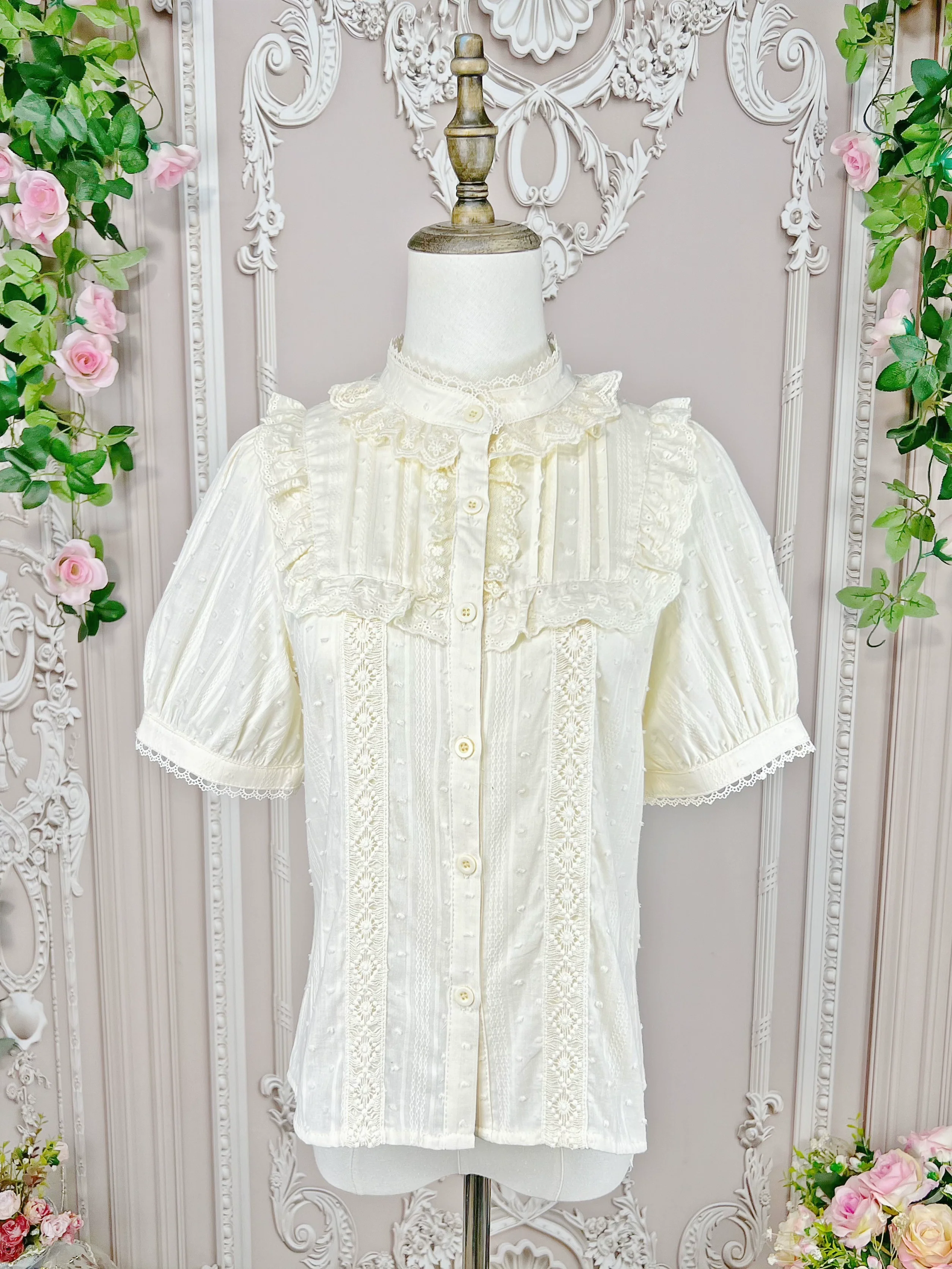 Sweet Lolita Blouse Cotton Summer Short Sleeve Shirt - Image 3