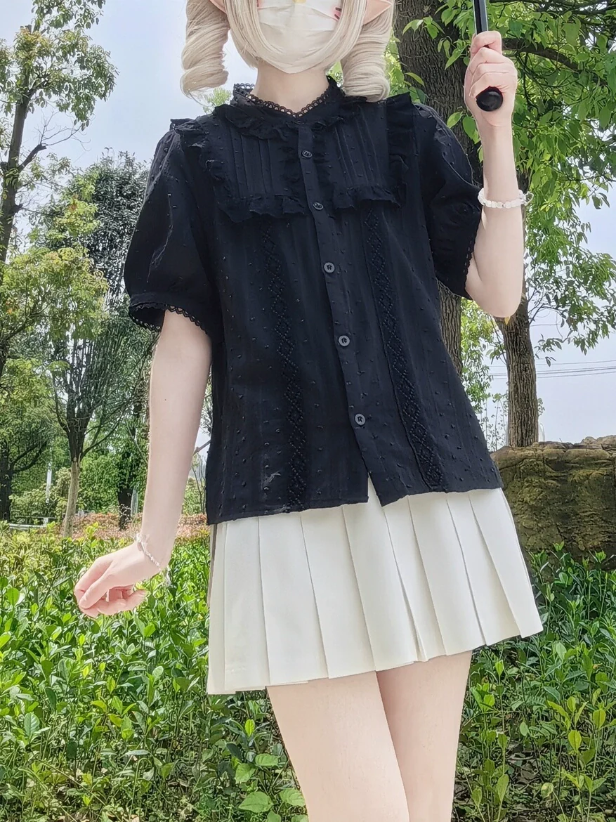 Sweet Lolita Blouse Cotton Summer Short Sleeve Shirt - Image 37